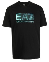 T-shirt à col rond imprimé noir Ea7 Emporio Armani