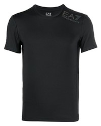 T-shirt à col rond imprimé noir Ea7 Emporio Armani