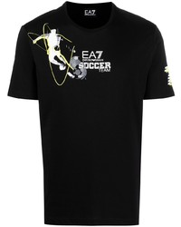 T-shirt à col rond imprimé noir Ea7 Emporio Armani