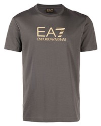 T-shirt à col rond imprimé noir Ea7 Emporio Armani