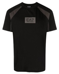 T-shirt à col rond imprimé noir Ea7 Emporio Armani