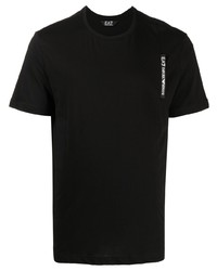 T-shirt à col rond imprimé noir Ea7 Emporio Armani