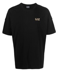 T-shirt à col rond imprimé noir Ea7 Emporio Armani