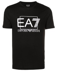 T-shirt à col rond imprimé noir Ea7 Emporio Armani