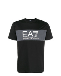 T-shirt à col rond imprimé noir Ea7 Emporio Armani