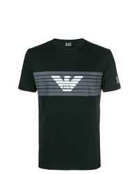 T-shirt à col rond imprimé noir Ea7 Emporio Armani