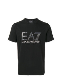 T-shirt à col rond imprimé noir Ea7 Emporio Armani