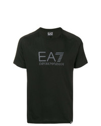 T-shirt à col rond imprimé noir Ea7 Emporio Armani