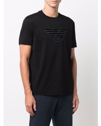 T-shirt à col rond imprimé noir Emporio Armani