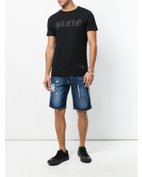 T-shirt à col rond imprimé noir Philipp Plein