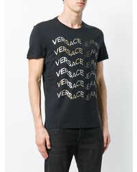 T-shirt à col rond imprimé noir Versace Jeans