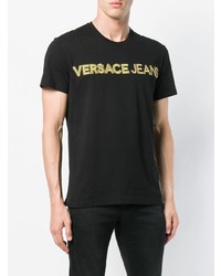 T-shirt à col rond imprimé noir Versace Jeans