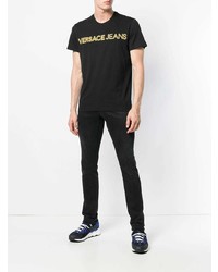 T-shirt à col rond imprimé noir Versace Jeans