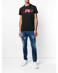 T-shirt à col rond imprimé noir DSQUARED2