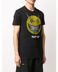 T-shirt à col rond imprimé noir Philipp Plein