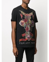 T-shirt à col rond imprimé noir Philipp Plein