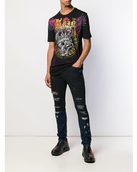 T-shirt à col rond imprimé noir Philipp Plein