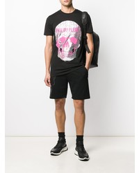 T-shirt à col rond imprimé noir Philipp Plein