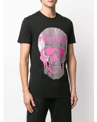 T-shirt à col rond imprimé noir Philipp Plein