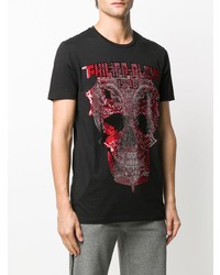 T-shirt à col rond imprimé noir Philipp Plein