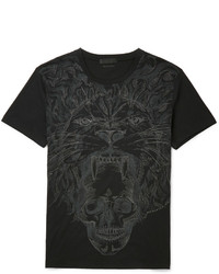 T-shirt à col rond imprimé noir Alexander McQueen