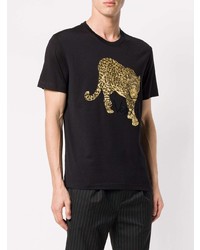 T-shirt à col rond imprimé noir Versace