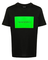 T-shirt à col rond imprimé noir Emporio Armani