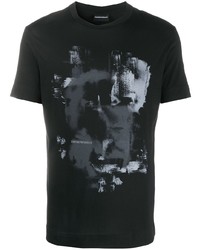 T-shirt à col rond imprimé noir Emporio Armani