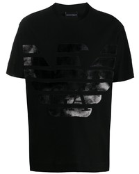 T-shirt à col rond imprimé noir Emporio Armani