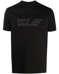 T-shirt à col rond imprimé noir Emporio Armani