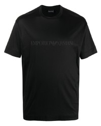 T-shirt à col rond imprimé noir Emporio Armani