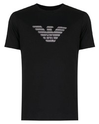 T-shirt à col rond imprimé noir Emporio Armani