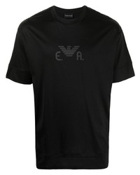 T-shirt à col rond imprimé noir Emporio Armani