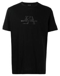 T-shirt à col rond imprimé noir Emporio Armani