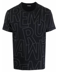 T-shirt à col rond imprimé noir Emporio Armani