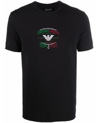 T-shirt à col rond imprimé noir Emporio Armani