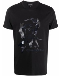 T-shirt à col rond imprimé noir Emporio Armani