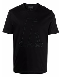 T-shirt à col rond imprimé noir Emporio Armani