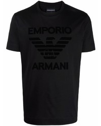 T-shirt à col rond imprimé noir Emporio Armani