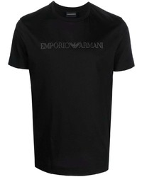 T-shirt à col rond imprimé noir Emporio Armani