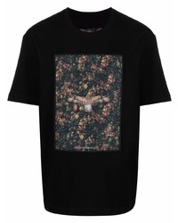 T-shirt à col rond imprimé noir Emporio Armani