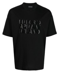 T-shirt à col rond imprimé noir Emporio Armani