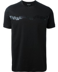 T-shirt à col rond imprimé noir Emporio Armani