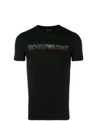 T-shirt à col rond imprimé noir Emporio Armani