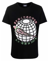 T-shirt à col rond imprimé noir Enterprise Japan
