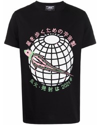 T-shirt à col rond imprimé noir Enterprise Japan