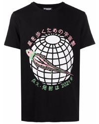 T-shirt à col rond imprimé noir Enterprise Japan