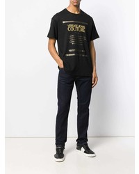 T-shirt à col rond imprimé noir VERSACE JEANS COUTURE