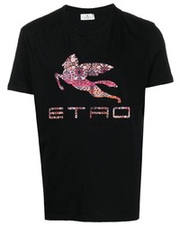 T-shirt à col rond imprimé noir Etro