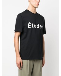T-shirt à col rond imprimé noir Études